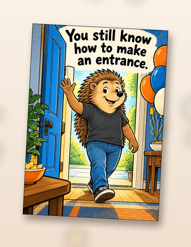 Card front: You still know how to make an entrance.
