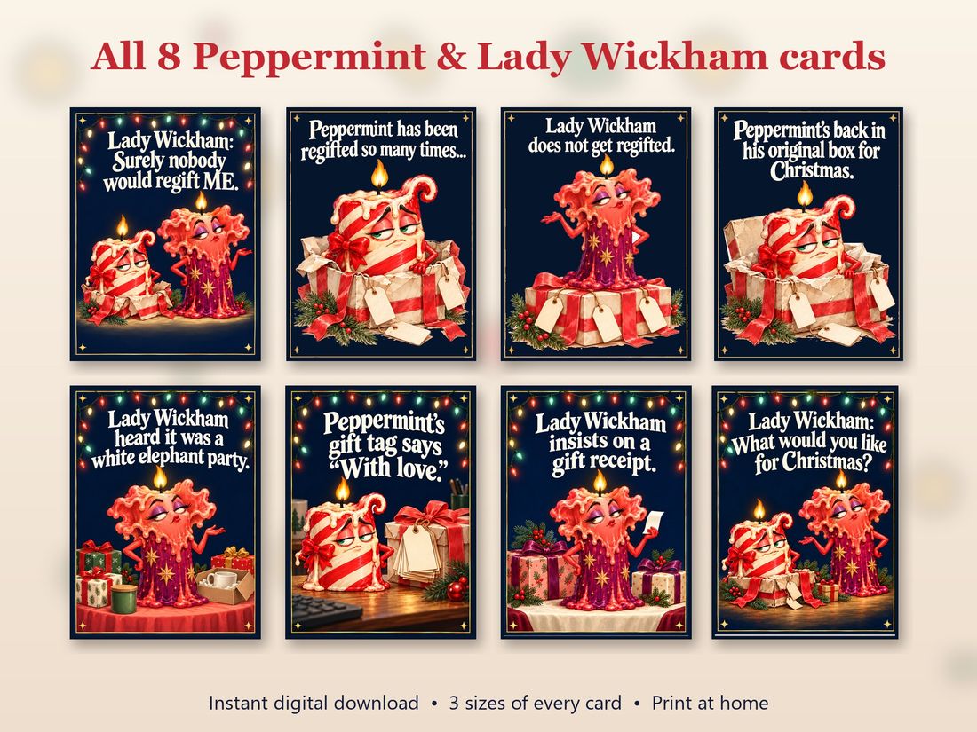 All 8 Peppermint & Lady Wickham cards