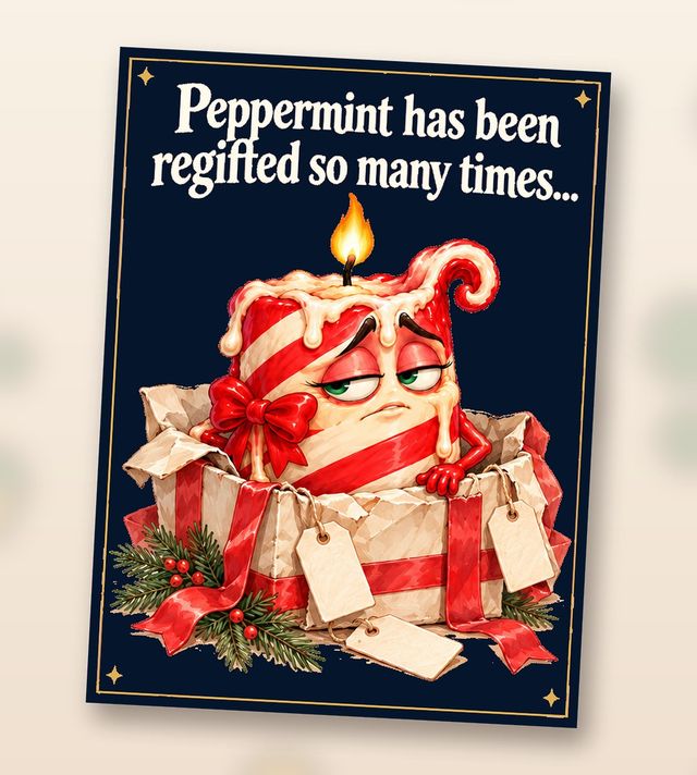 Card front: Peppermint has been regifted so many times…