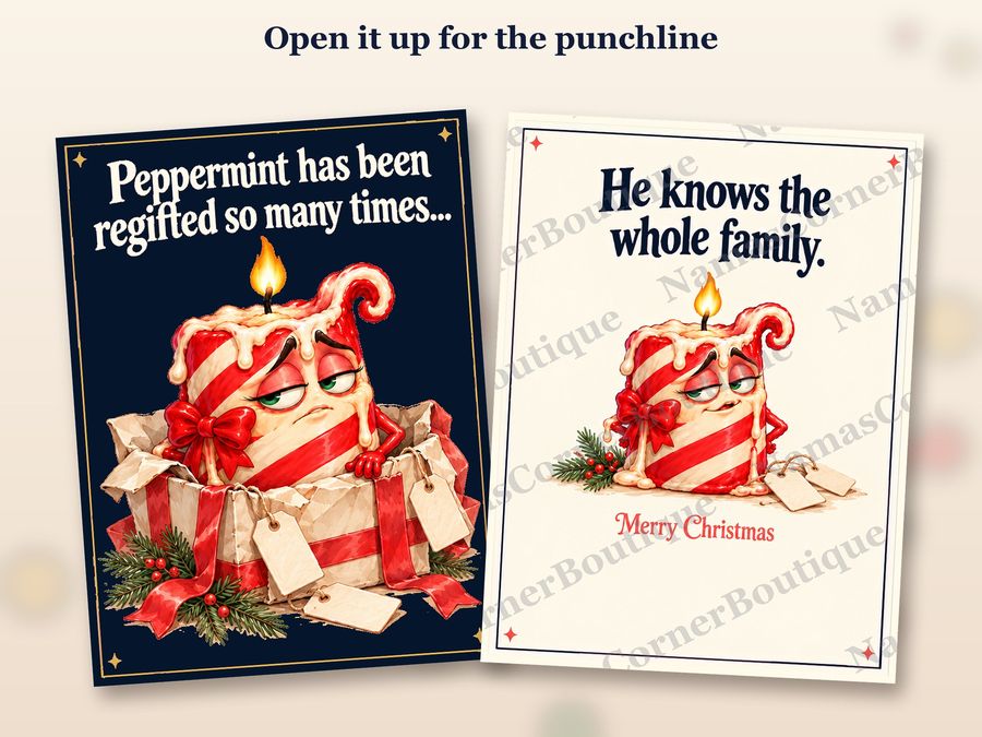 The Knows the Whole Family card opened up, inside covered by a watermark