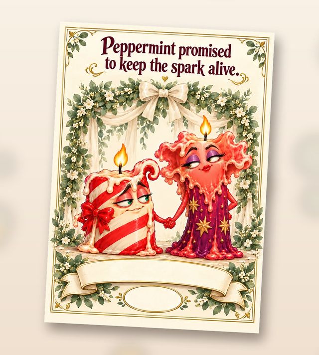 Card front: Peppermint promised to keep the spark alive.