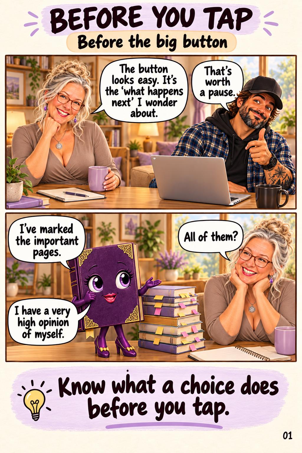 Page 1: Before the big button