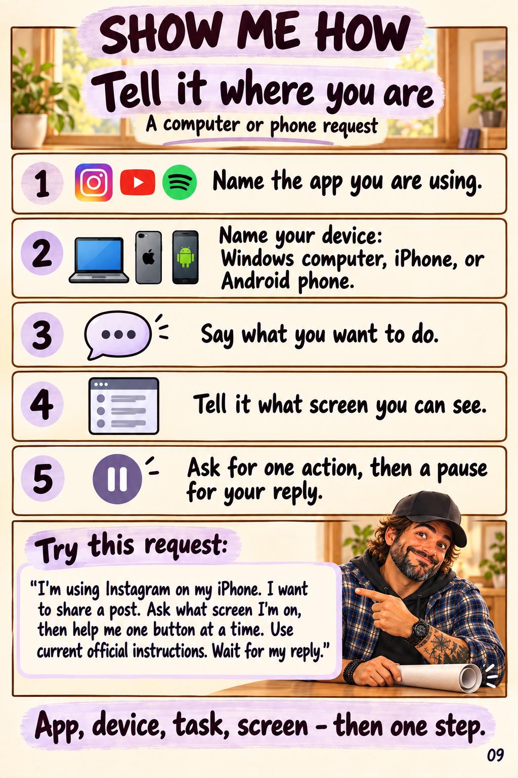 Page 9: Tell it where you are